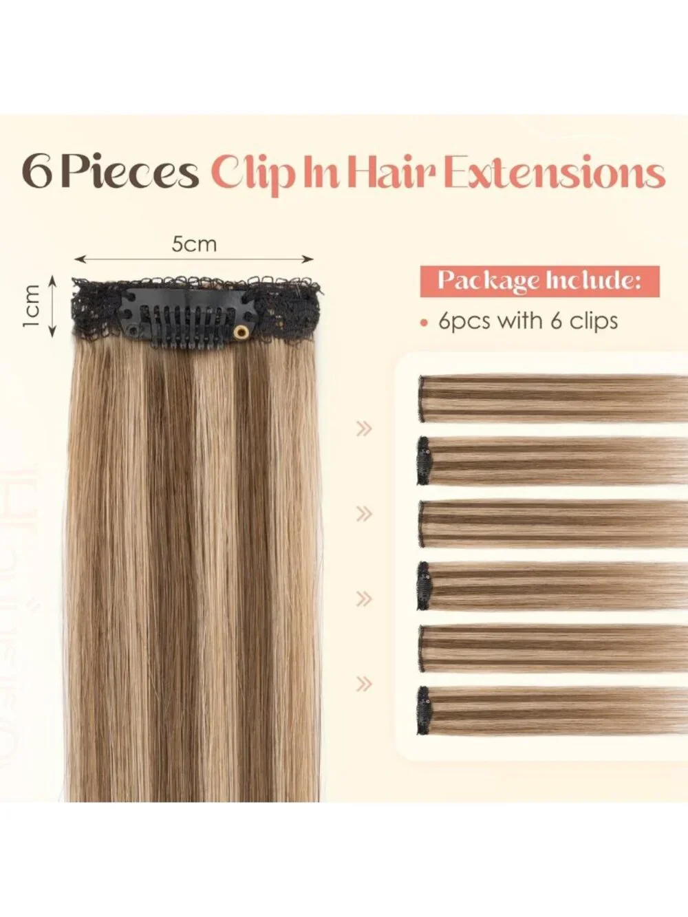 6PCS Clip-In Short Hair Extensions - Remy Human Hair, 10 Inch, Medium Brown